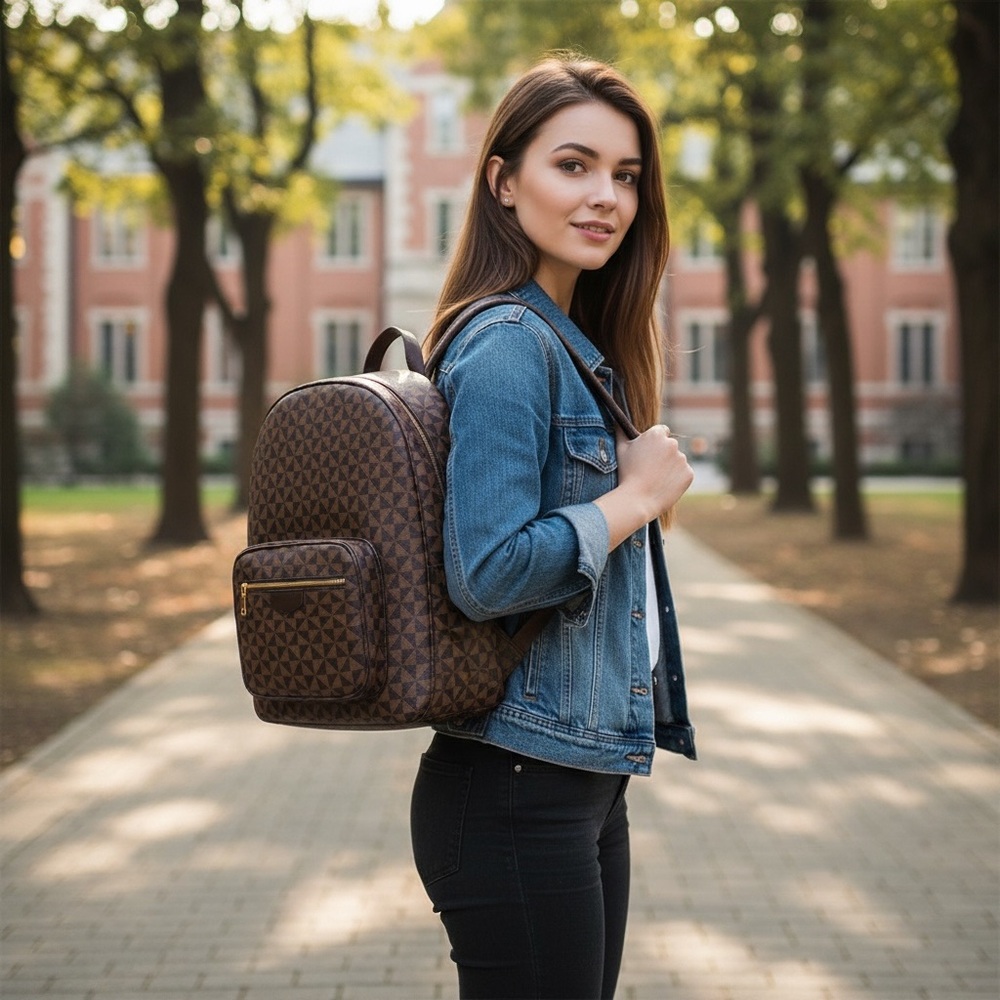 Designer Inspired Brown Monogram Large Backpack N… - image 2